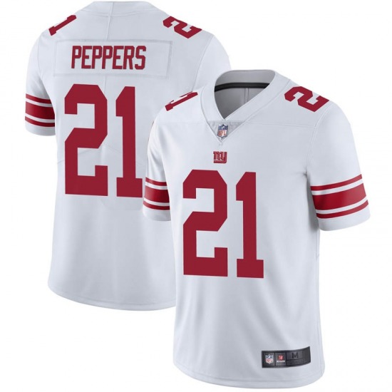 Men's New York Giants #21 Jabrill Peppers White Vapor Untouchable Limited Stitched Men's New York Giants #21 Jabrill Peppers White Vapor Untouchable Limited Stitched